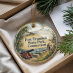 Fort Trumbull State Park Connecticut Ceramic Ornament, New London CT Coastal Landmark Watercolor Souvenir Gift — photo 4