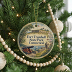 Fort Trumbull State Park Connecticut Ceramic Ornament, New London CT Coastal Landmark Watercolor Souvenir Gift — photo 6