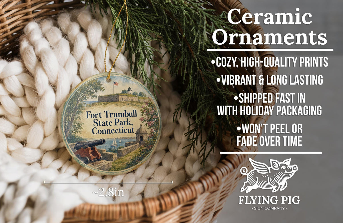 Fort Trumbull State Park Connecticut Ceramic Ornament, New London CT Coastal Landmark Watercolor Souvenir Gift — photo 9