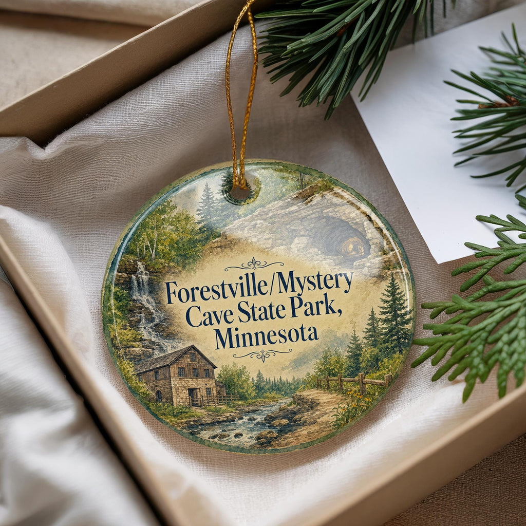 Forestville Mystery Cave State Park Minnesota Watercolor Ceramic Ornament, Cave Park Souvenir, Minnesota State Park Keepsake — photo 4