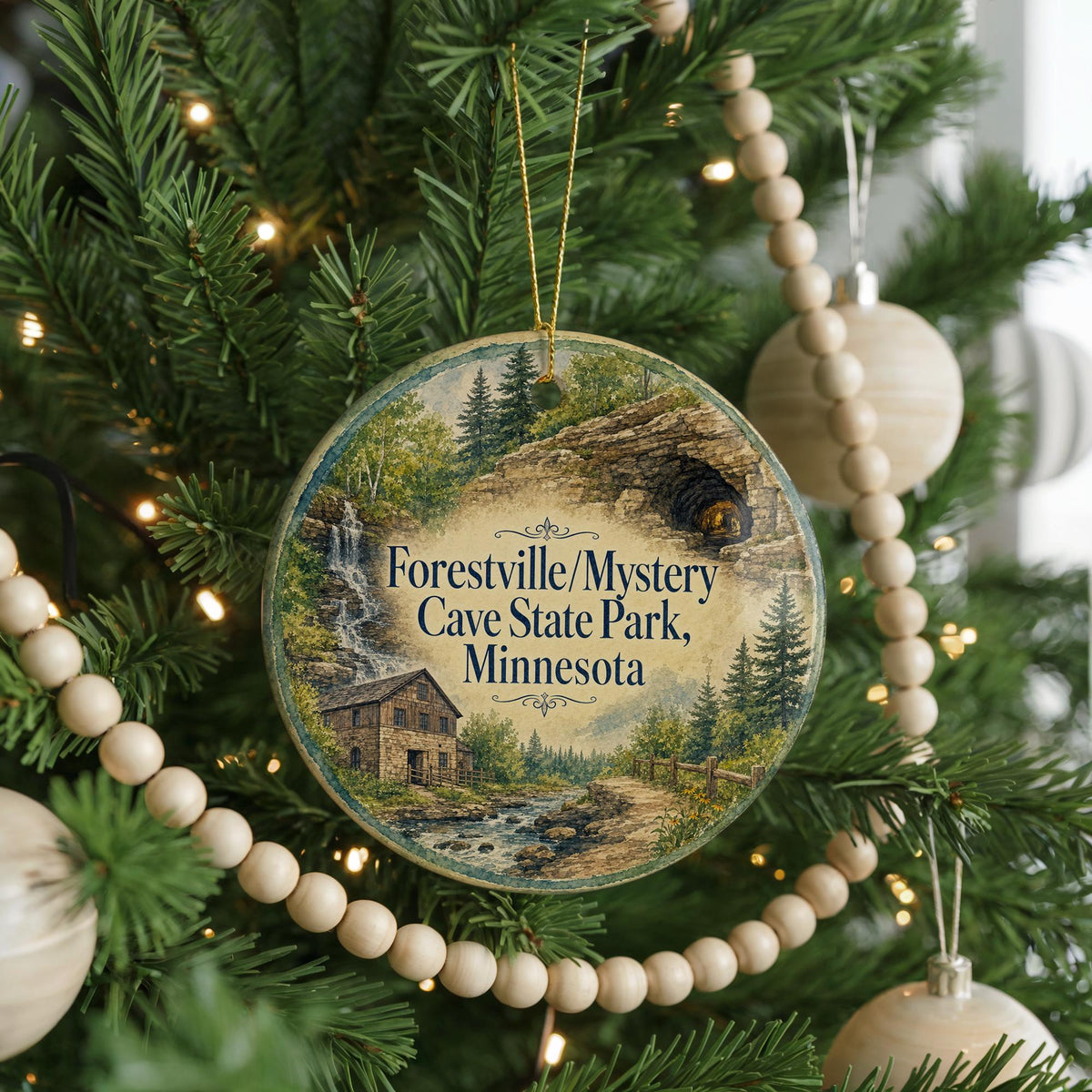 Forestville Mystery Cave State Park Minnesota Watercolor Ceramic Ornament, Cave Park Souvenir, Minnesota State Park Keepsake — photo 6