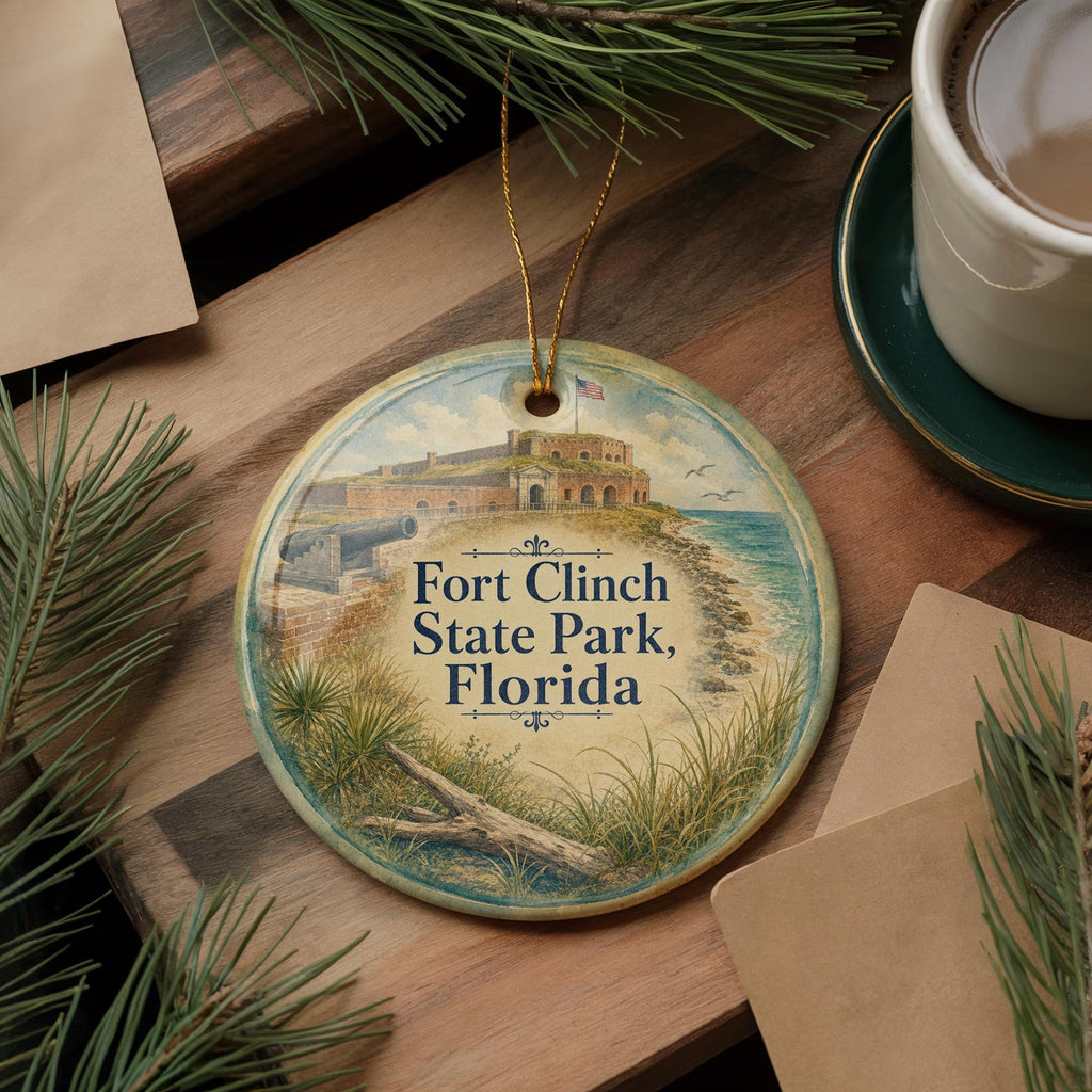 Fort Clinch State Park Florida Watercolor Ceramic Ornament, Amelia Island Fernandina Beach Souvenir Keepsake Gift — photo 5