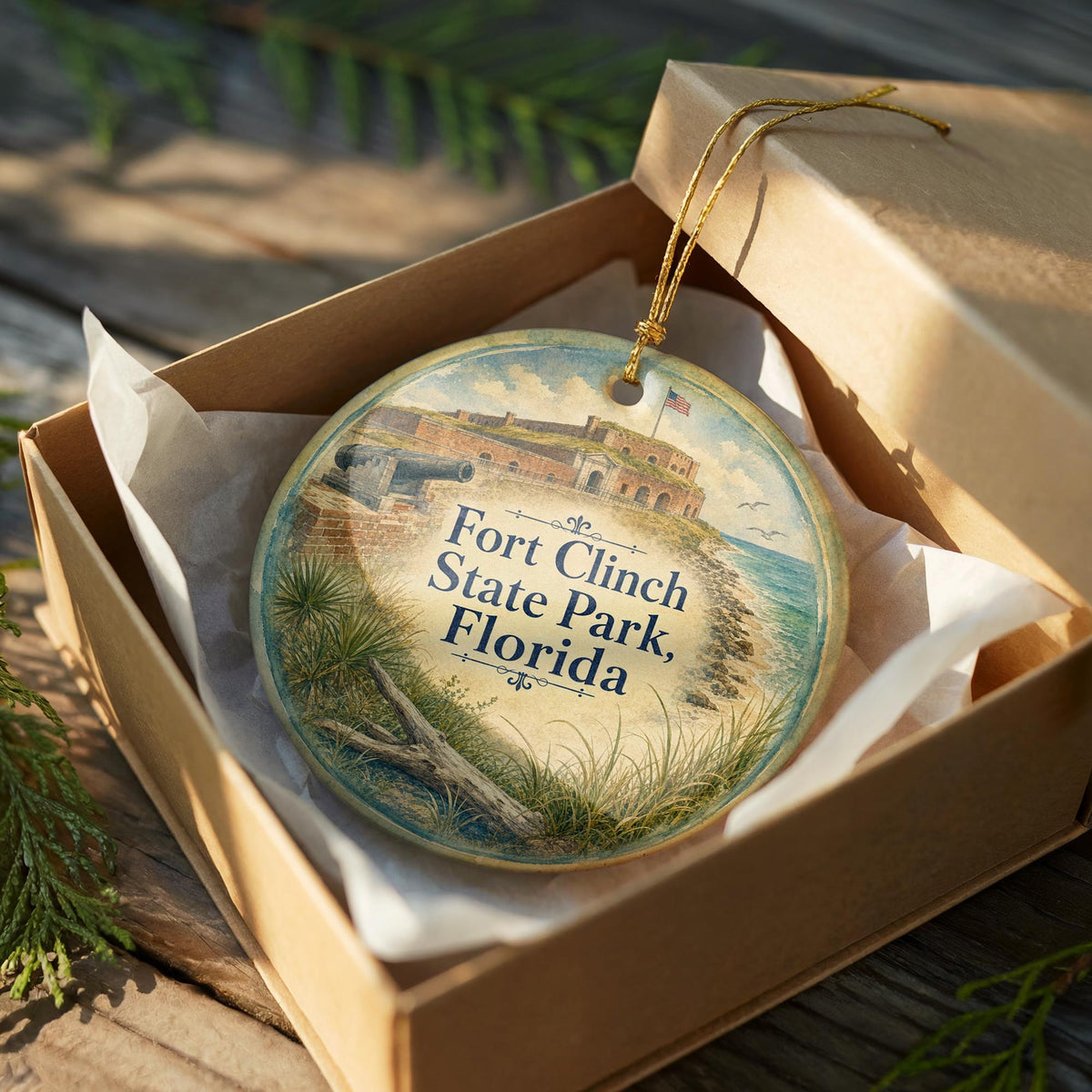 Fort Clinch State Park Florida Watercolor Ceramic Ornament, Amelia Island Fernandina Beach Souvenir Keepsake Gift — photo 8