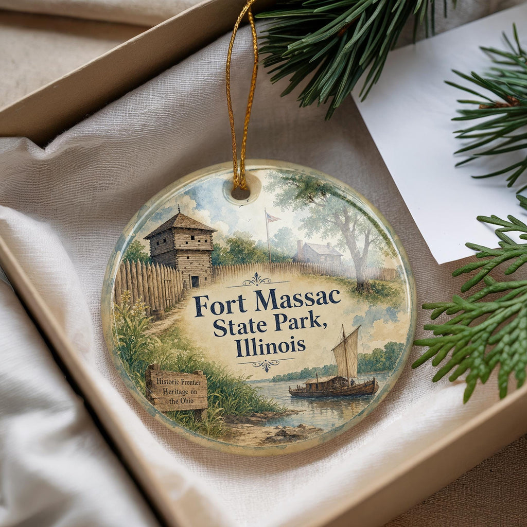 Fort Massac State Park Illinois Watercolor Ceramic Ornament, Historic Fort Landmark Souvenir, Travel Keepsake Gift — photo 4