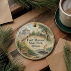 Fort Massac State Park Illinois Watercolor Ceramic Ornament, Historic Fort Landmark Souvenir, Travel Keepsake Gift — photo 5