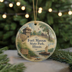 Fort Massac State Park Illinois Watercolor Ceramic Ornament, Historic Fort Landmark Souvenir, Travel Keepsake Gift — photo 7