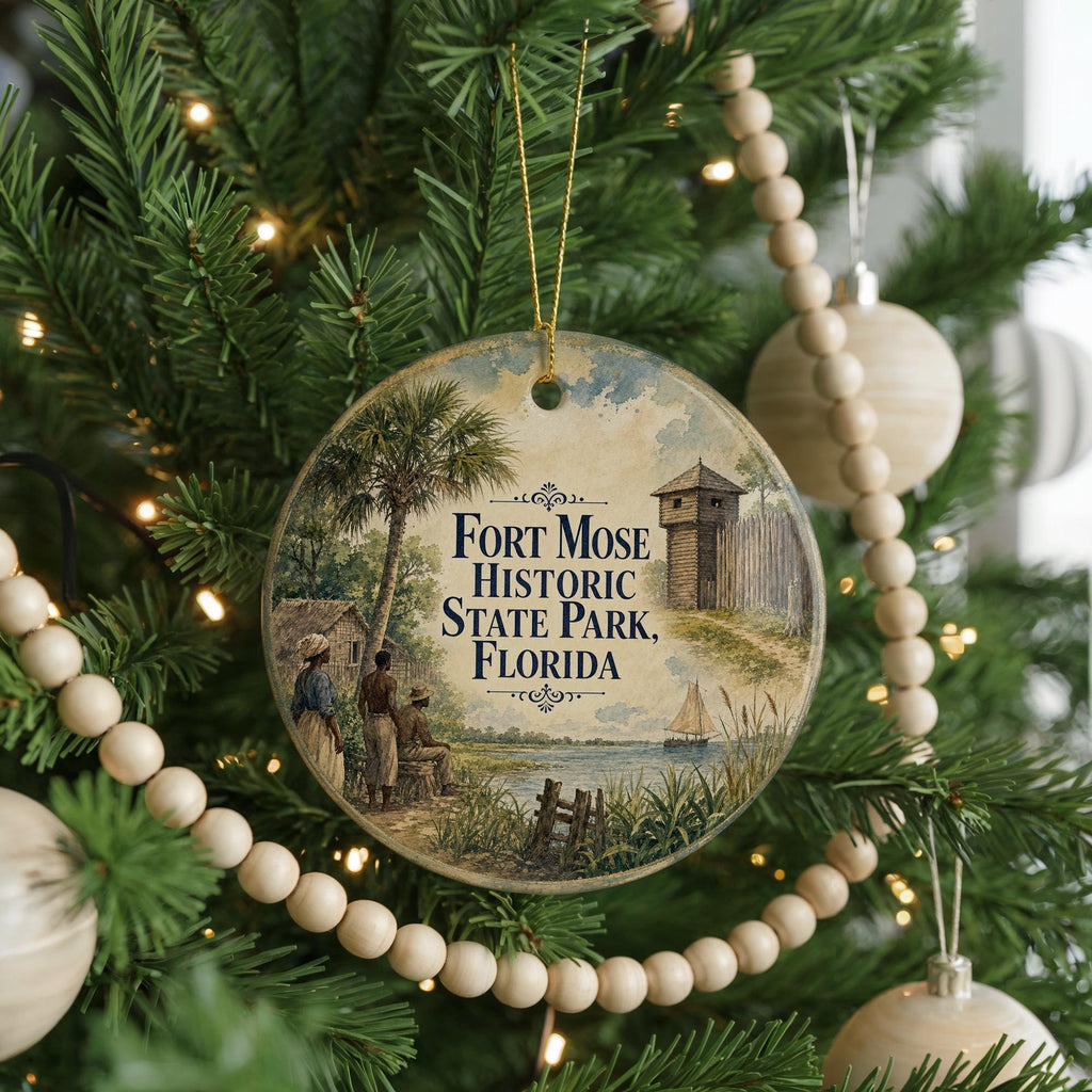 Fort Mose Historic State Park Florida Ceramic Ornament, Watercolor Fort Mose Landmark Souvenir Gift, St Augustine Florida Travel Decor — photo 6