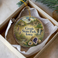 Geode State Park Iowa Ceramic Ornament, Watercolor Iowa State Park Souvenir, Geode Lake Travel Keepsake Gift — photo 1