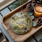 Geode State Park Iowa Ceramic Ornament, Watercolor Iowa State Park Souvenir, Geode Lake Travel Keepsake Gift — photo 3