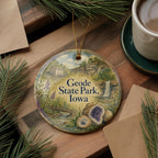 Geode State Park Iowa Ceramic Ornament, Watercolor Iowa State Park Souvenir, Geode Lake Travel Keepsake Gift — photo 5
