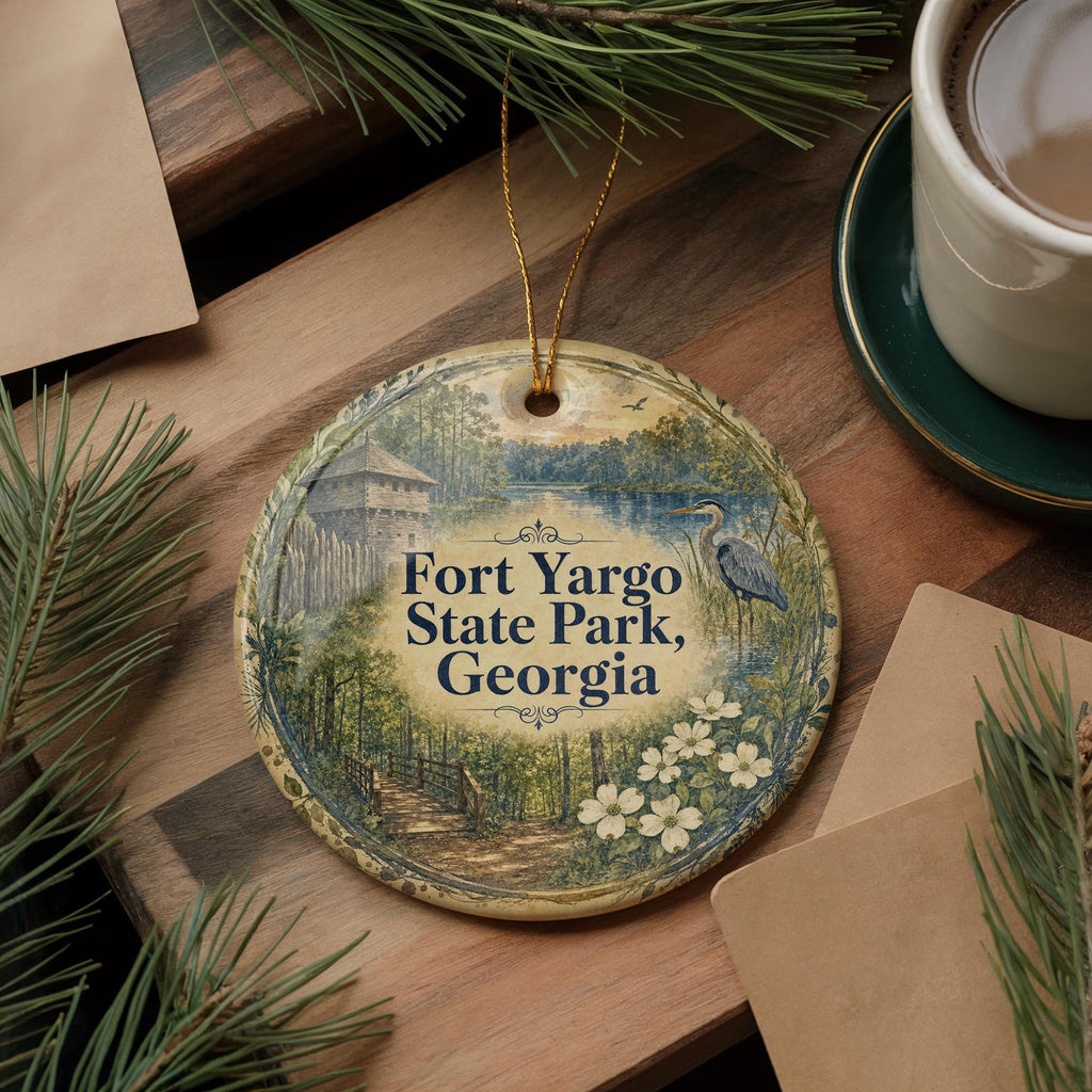 Fort Yargo State Park Georgia Watercolor Ceramic Ornament, Winder GA Park Souvenir, Travel Keepsake Gift — photo 5