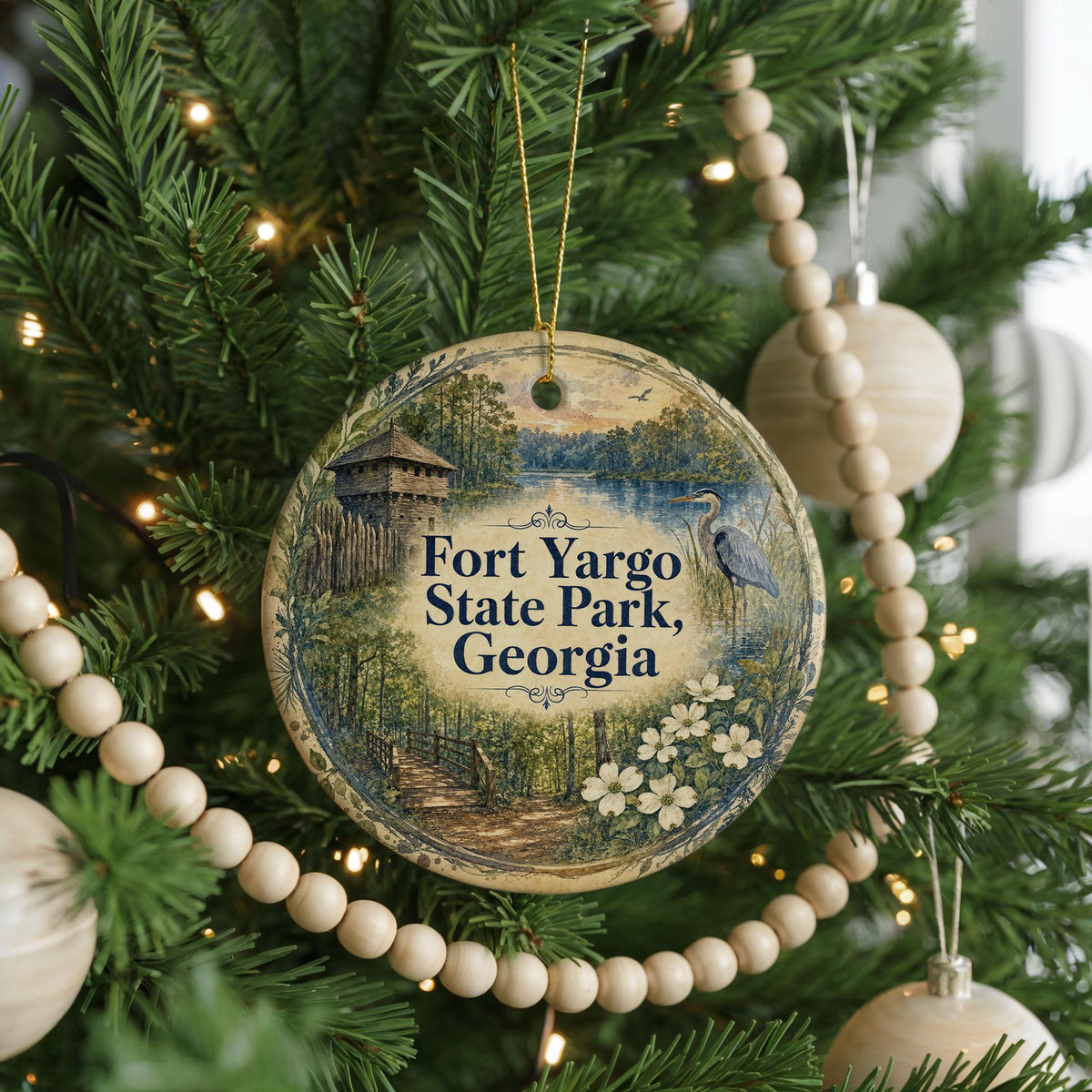 Fort Yargo State Park Georgia Watercolor Ceramic Ornament, Winder GA Park Souvenir, Travel Keepsake Gift — photo 6