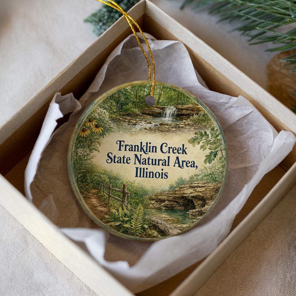 Franklin Creek State Natural Area Illinois Watercolor Ceramic Ornament, Scenic Park Souvenir Gift, Nature Landscape Keepsake — photo 3
