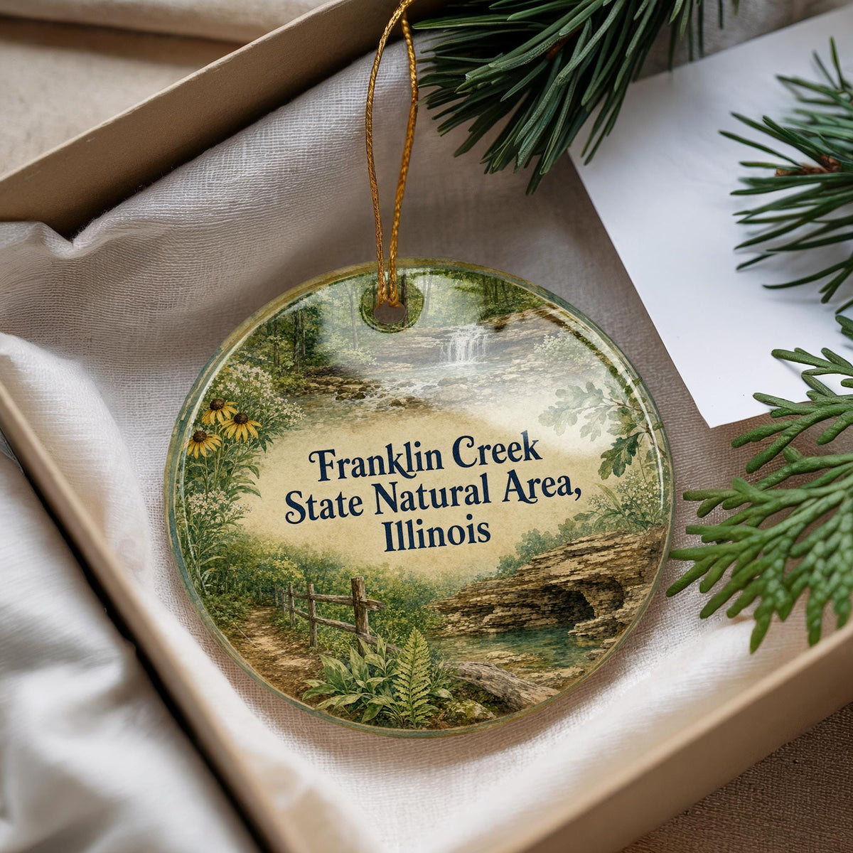 Franklin Creek State Natural Area Illinois Watercolor Ceramic Ornament, Scenic Park Souvenir Gift, Nature Landscape Keepsake — photo 4