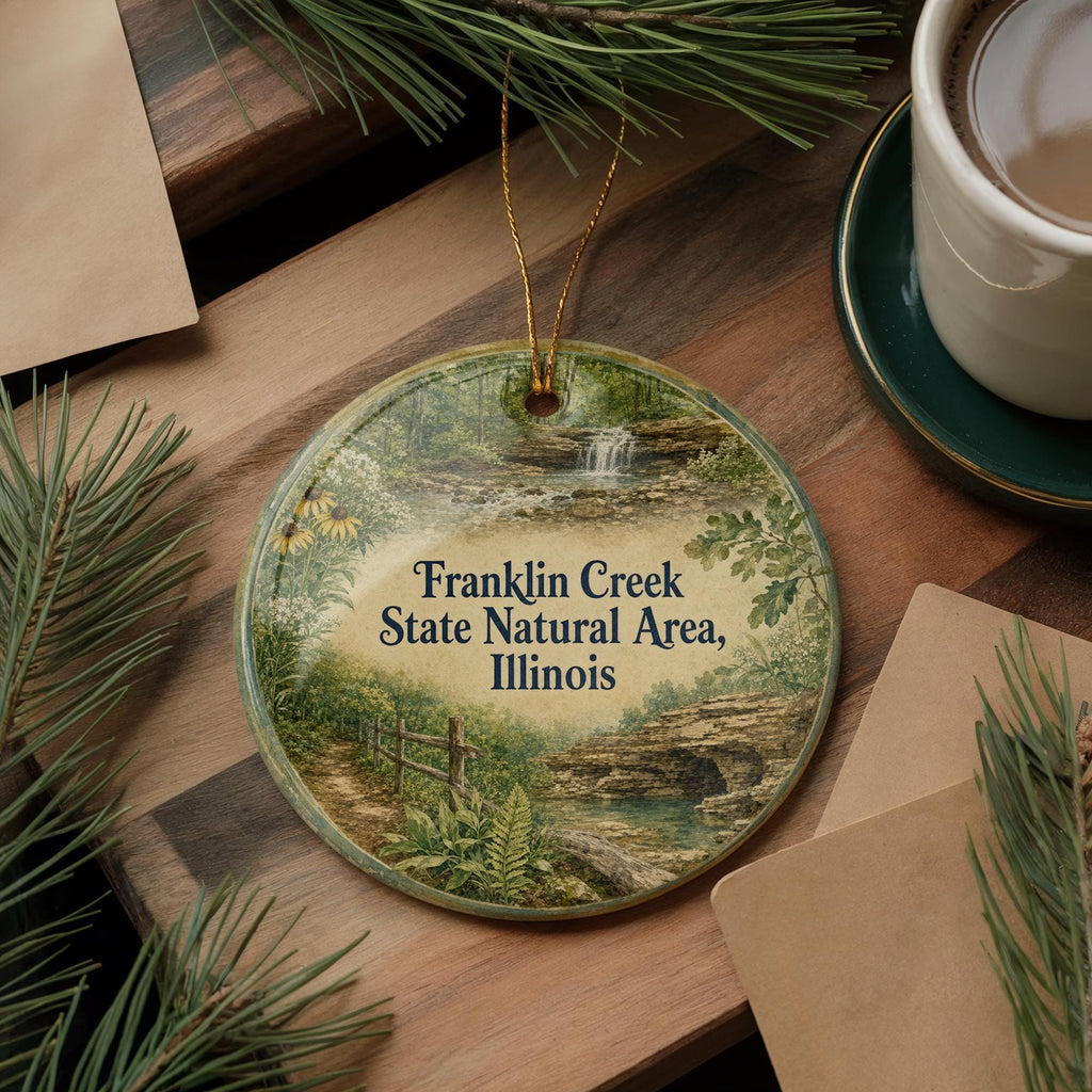 Franklin Creek State Natural Area Illinois Watercolor Ceramic Ornament, Scenic Park Souvenir Gift, Nature Landscape Keepsake — photo 5