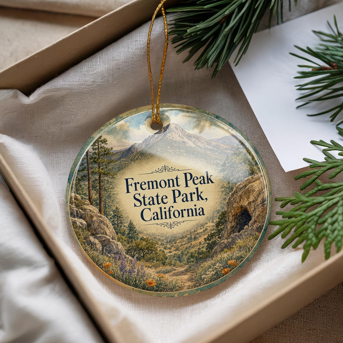 Fremont Peak State Park California Watercolor Ceramic Ornament, California State Park Souvenir, Travel Keepsake Gift — photo 4