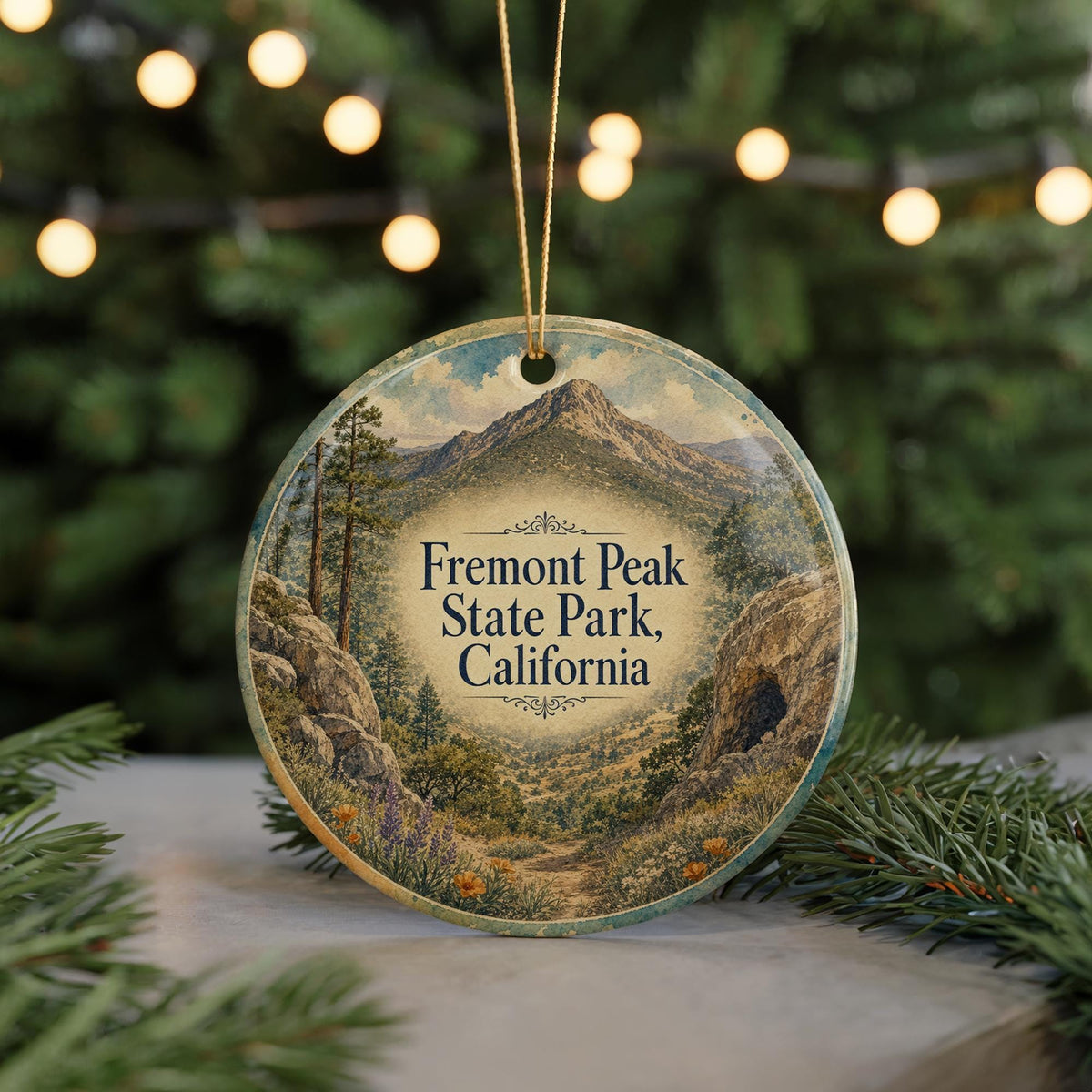 Fremont Peak State Park California Watercolor Ceramic Ornament, California State Park Souvenir, Travel Keepsake Gift — photo 7