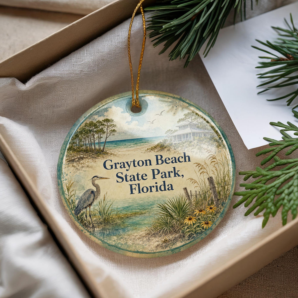 Grayton Beach State Park Florida Watercolor Ceramic Ornament, Scenic Florida State Park Souvenir, Coastal Nature Travel Gift — photo 4