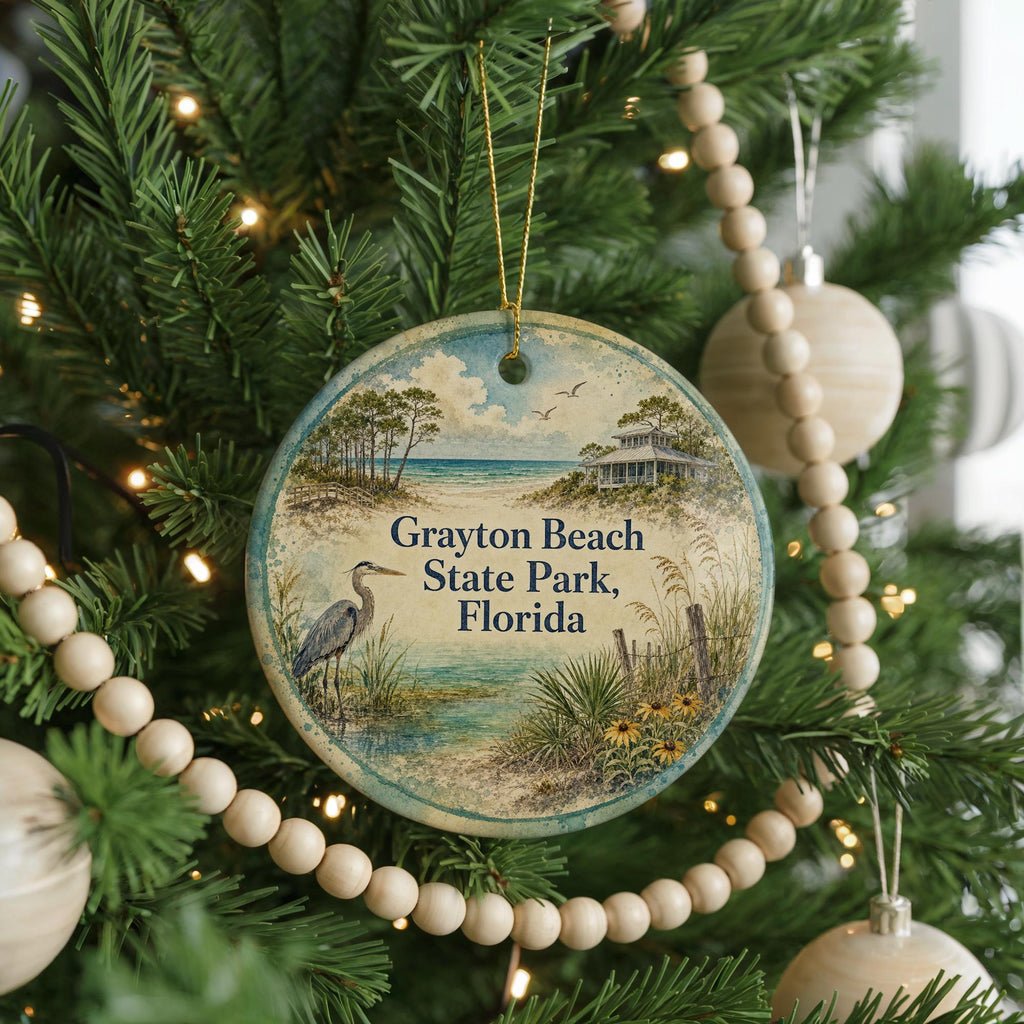 Grayton Beach State Park Florida Watercolor Ceramic Ornament, Scenic Florida State Park Souvenir, Coastal Nature Travel Gift — photo 6