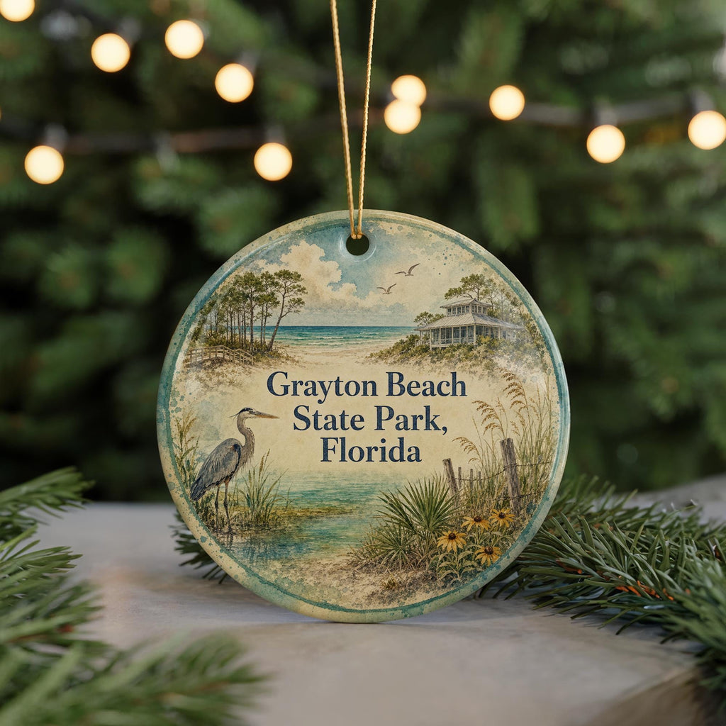 Grayton Beach State Park Florida Watercolor Ceramic Ornament, Scenic Florida State Park Souvenir, Coastal Nature Travel Gift — photo 7