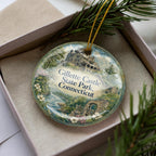 Gillette Castle State Park Connecticut Watercolor Ceramic Ornament, East Haddam CT Castle Landmark Souvenir Gift — photo 1