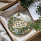 Gillette Castle State Park Connecticut Watercolor Ceramic Ornament, East Haddam CT Castle Landmark Souvenir Gift — photo 4