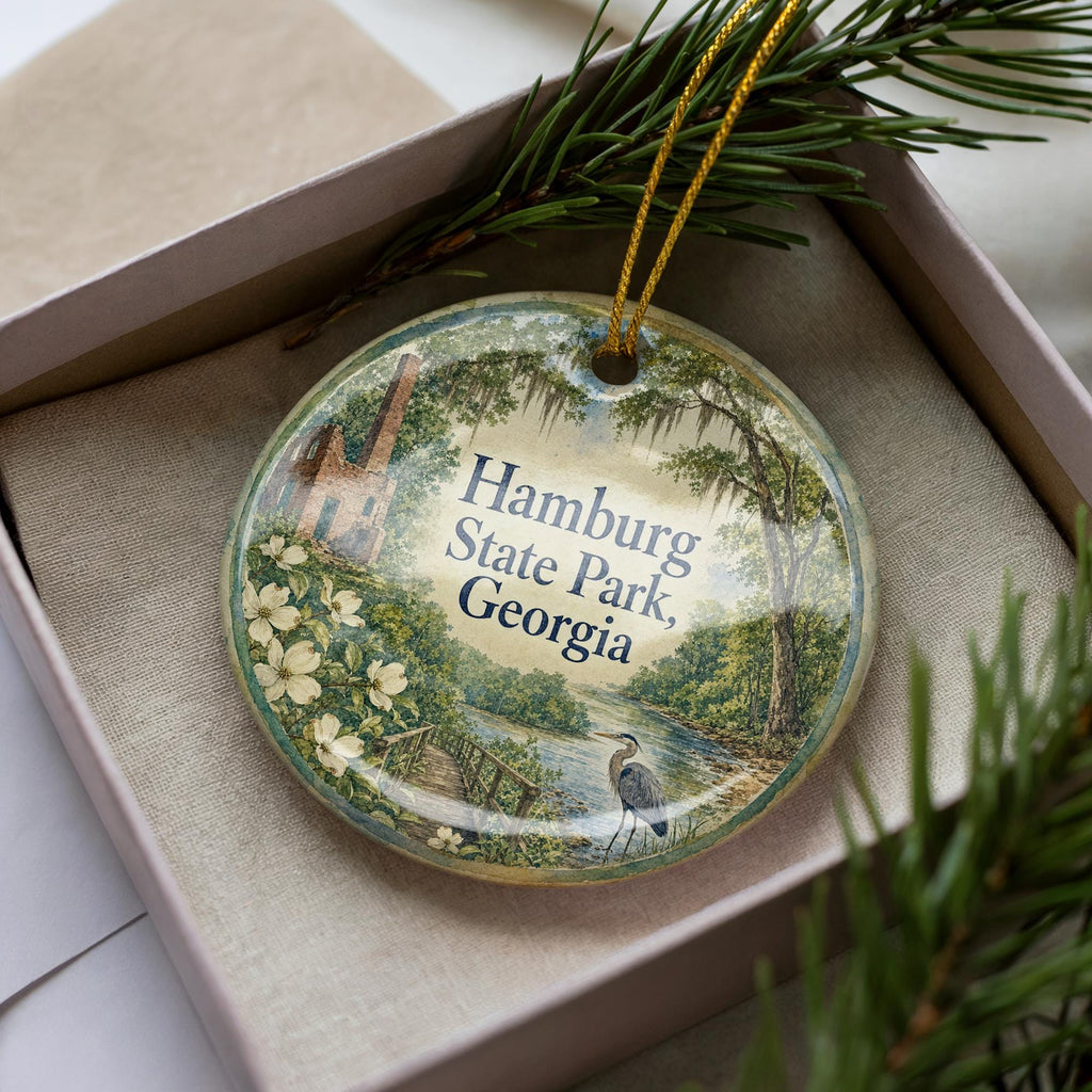 Hamburg State Park Georgia Watercolor Ceramic Ornament, State Park Souvenir, Travel Keepsake, Georgia Gift — photo 3