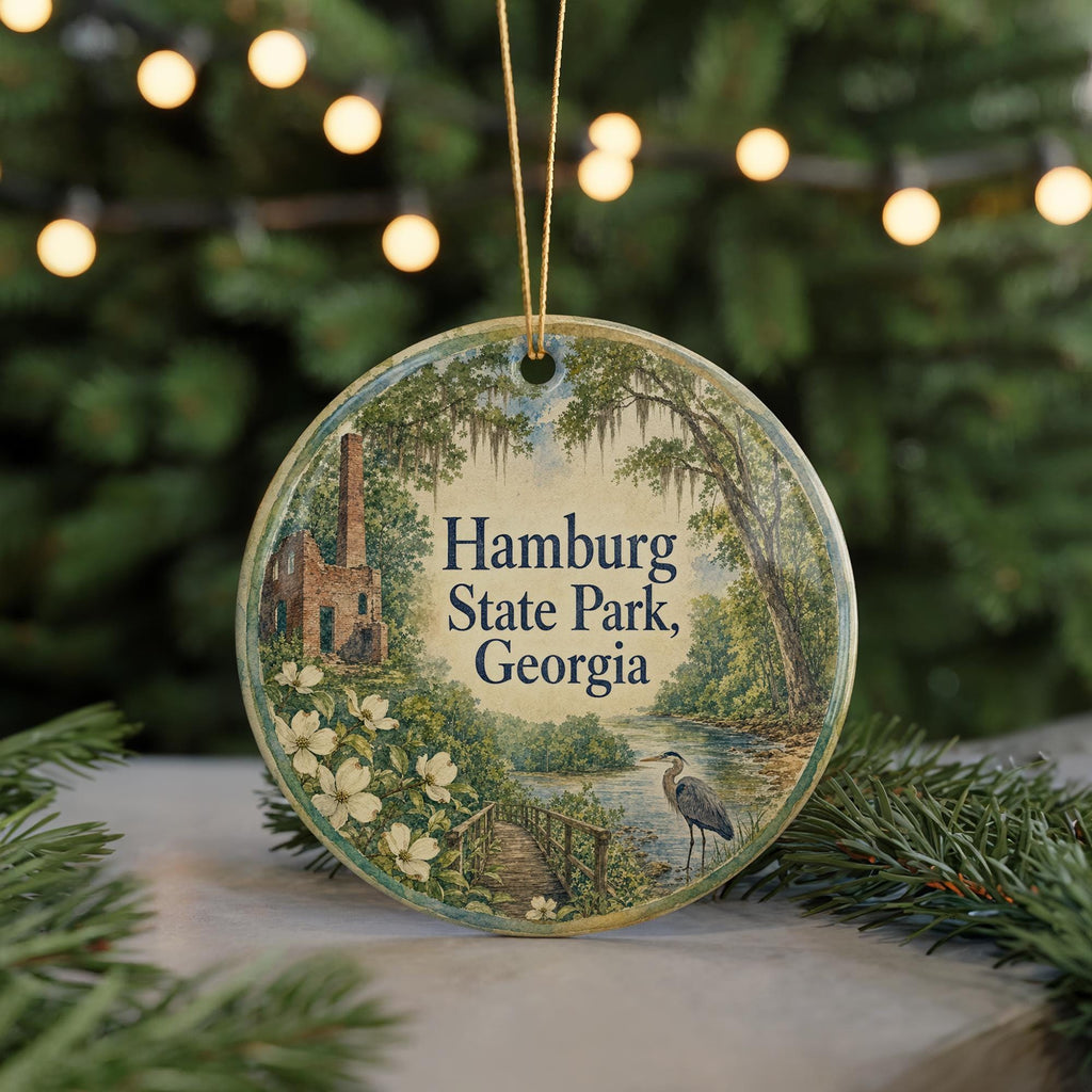 Hamburg State Park Georgia Watercolor Ceramic Ornament, State Park Souvenir, Travel Keepsake, Georgia Gift — photo 7