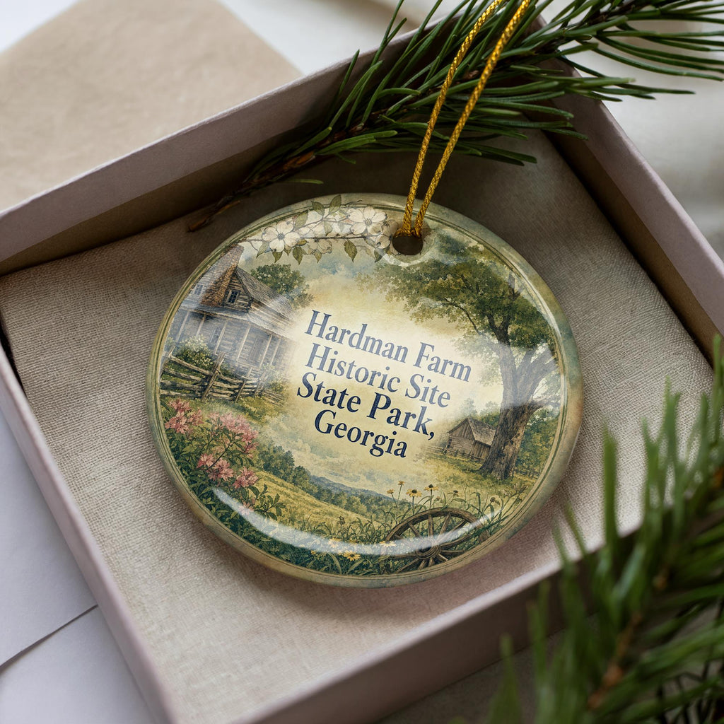 Hardman Farm Historic Site State Park Georgia Watercolor Ceramic Ornament, Helen GA Landmark Souvenir Christmas Tree Decor — photo 3
