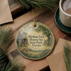 Hardman Farm Historic Site State Park Georgia Watercolor Ceramic Ornament, Helen GA Landmark Souvenir Christmas Tree Decor — photo 5