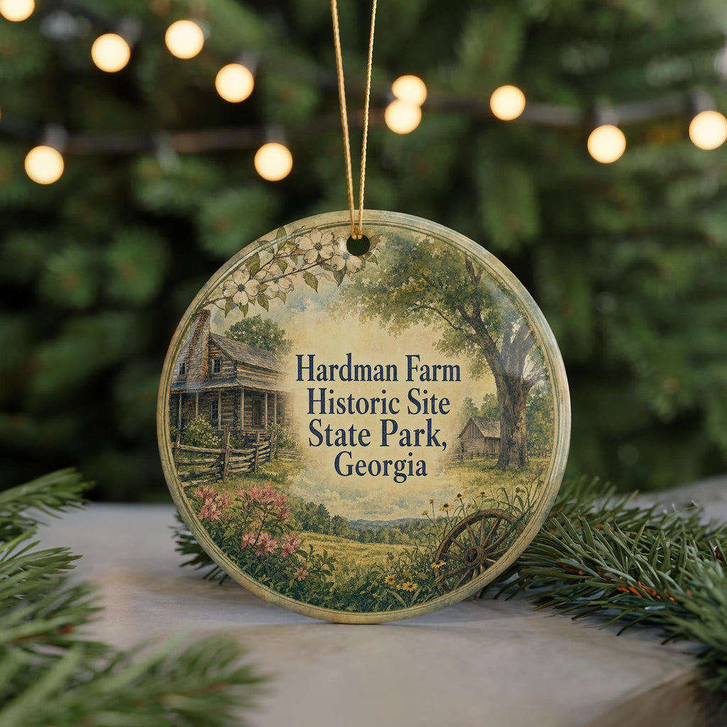 Hardman Farm Historic Site State Park Georgia Watercolor Ceramic Ornament, Helen GA Landmark Souvenir Christmas Tree Decor — photo 7
