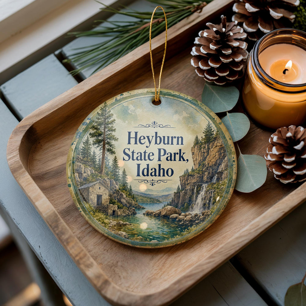 Heyburn State Park Idaho Watercolor Ceramic Ornament, Lake Coeur d’Alene Scenic State Park Souvenir Keepsake Gift — photo 2