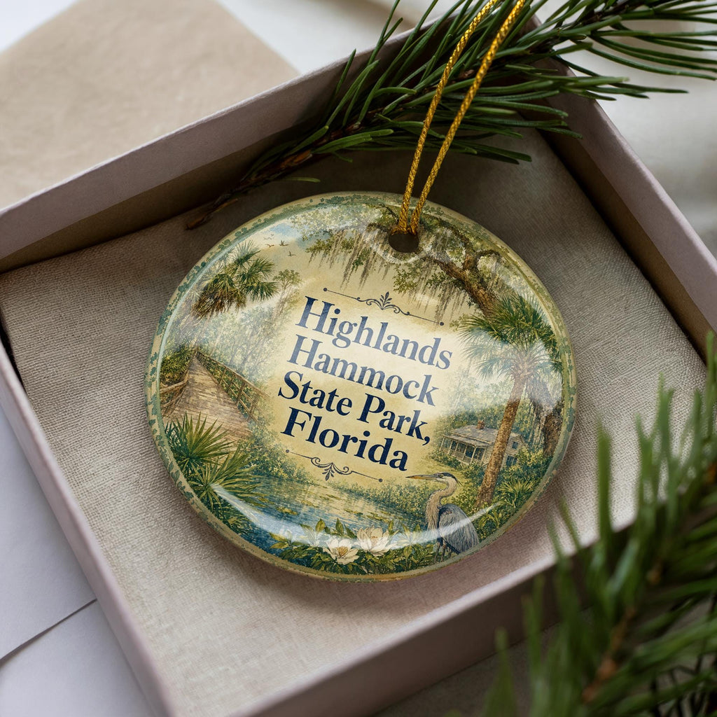 Highlands Hammock State Park Florida Ceramic Ornament, Watercolor Florida State Park Souvenir, Nature Travel Keepsake Gift — photo 2