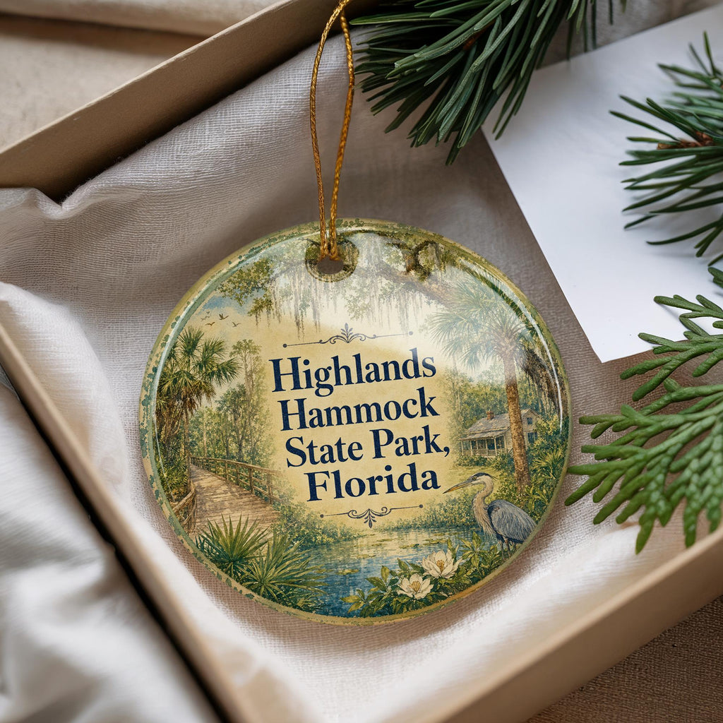 Highlands Hammock State Park Florida Ceramic Ornament, Watercolor Florida State Park Souvenir, Nature Travel Keepsake Gift — photo 4