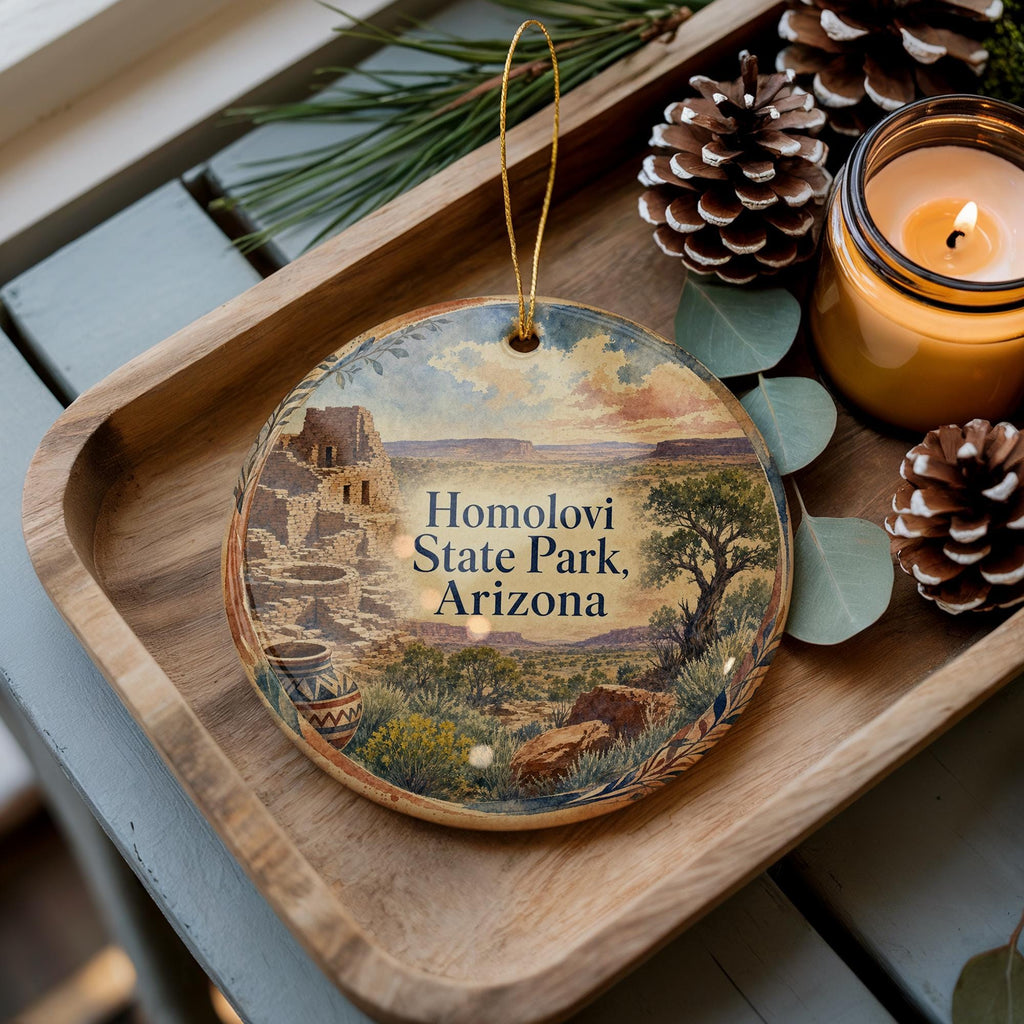 Homolovi State Park Arizona Ceramic Ornament, Watercolor Park Landscape Souvenir, Southwest Travel Keepsake, Arizona Gift — photo 2