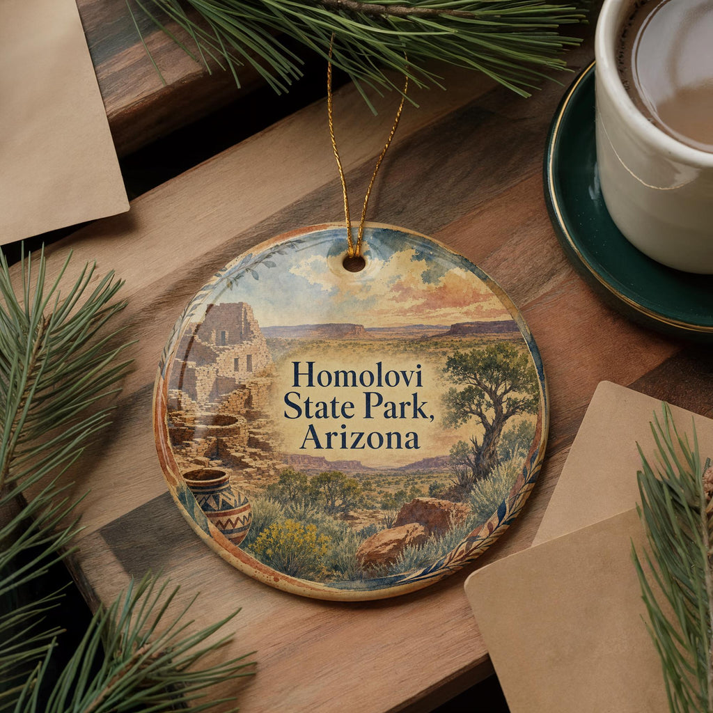 Homolovi State Park Arizona Ceramic Ornament, Watercolor Park Landscape Souvenir, Southwest Travel Keepsake, Arizona Gift — photo 5