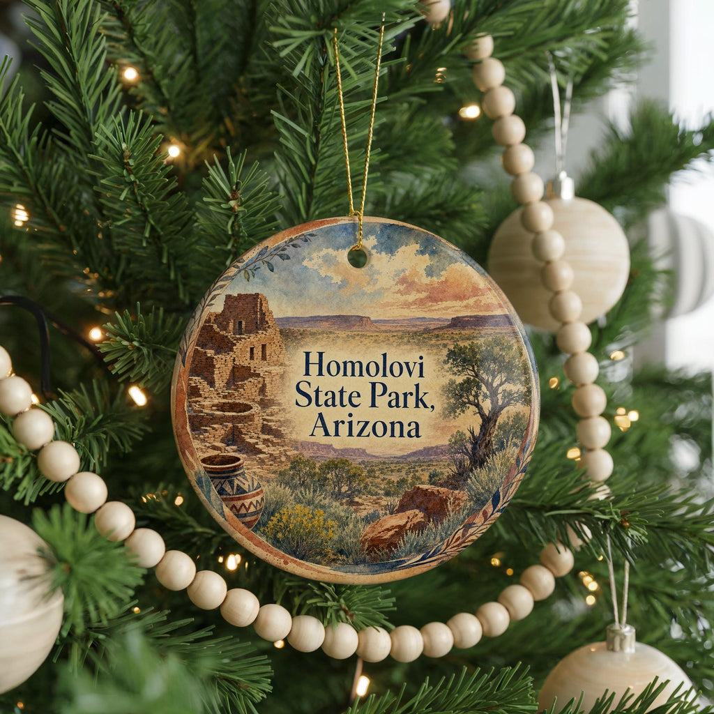 Homolovi State Park Arizona Ceramic Ornament, Watercolor Park Landscape Souvenir, Southwest Travel Keepsake, Arizona Gift — photo 6