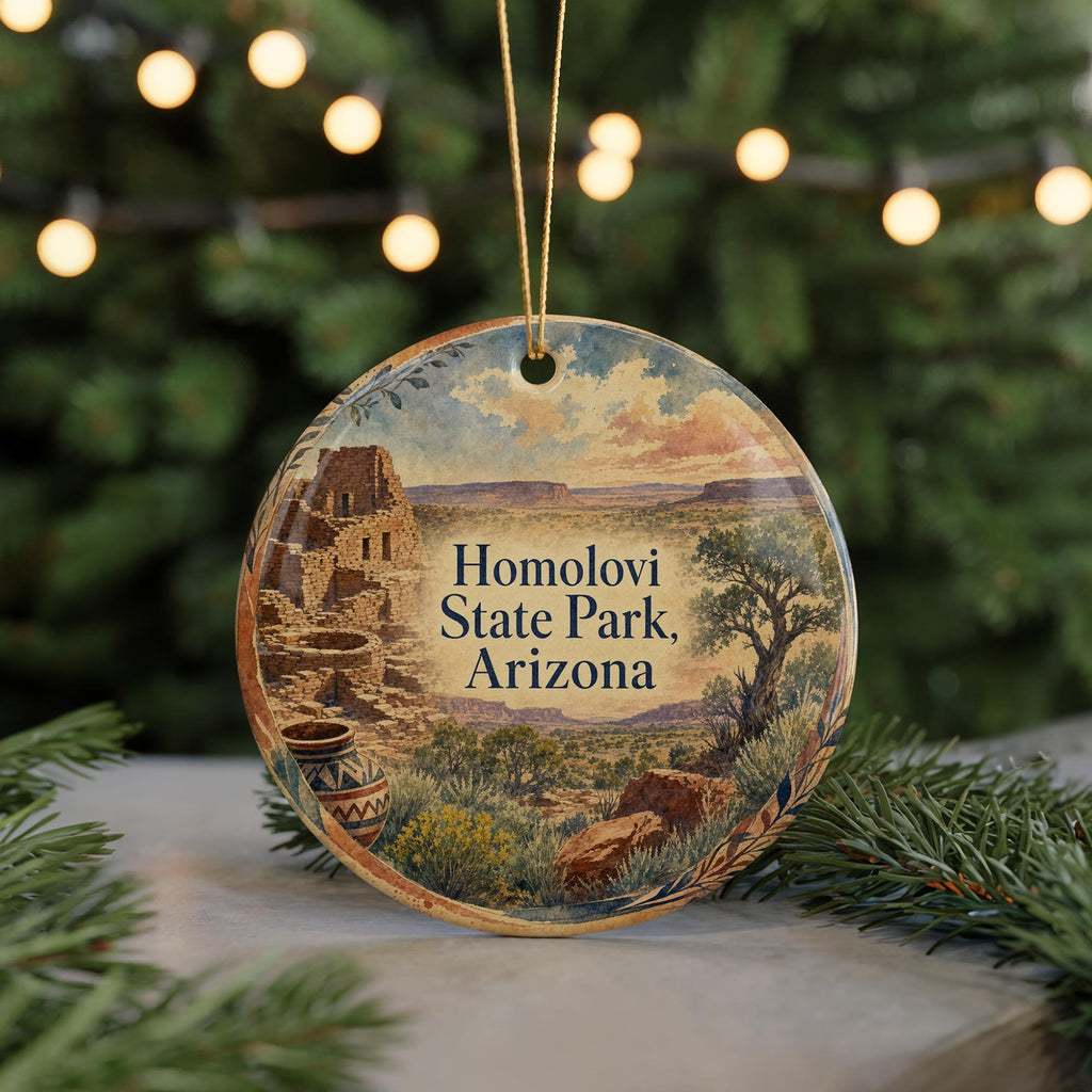 Homolovi State Park Arizona Ceramic Ornament, Watercolor Park Landscape Souvenir, Southwest Travel Keepsake, Arizona Gift — photo 7