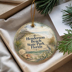 Henderson Beach State Park Florida Ceramic Ornament, Watercolor Beach Park Souvenir, Destin FL Coastal Vacation Keepsake Gift — photo 4