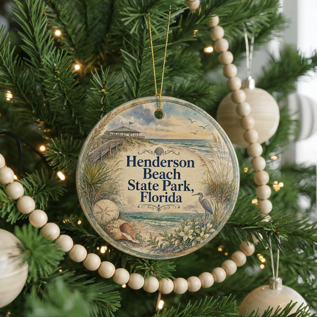 Henderson Beach State Park Florida Ceramic Ornament, Watercolor Beach Park Souvenir, Destin FL Coastal Vacation Keepsake Gift — photo 6