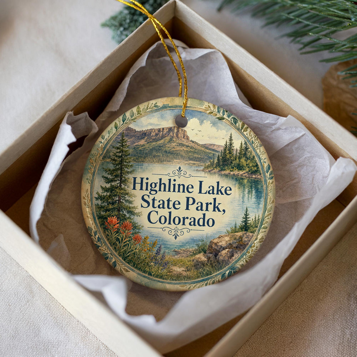 Highline Lake State Park Colorado Watercolor Ceramic Ornament, Scenic Colorado State Park Souvenir Keepsake Gift — photo 2