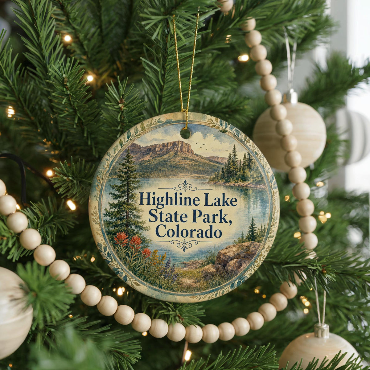 Highline Lake State Park Colorado Watercolor Ceramic Ornament, Scenic Colorado State Park Souvenir Keepsake Gift — photo 6