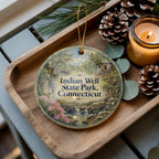 Indian Well State Park Connecticut Watercolor Ceramic Ornament, Scenic State Park Souvenir, Connecticut Travel Keepsake Gift — photo 3