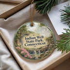 Indian Well State Park Connecticut Watercolor Ceramic Ornament, Scenic State Park Souvenir, Connecticut Travel Keepsake Gift — photo 4