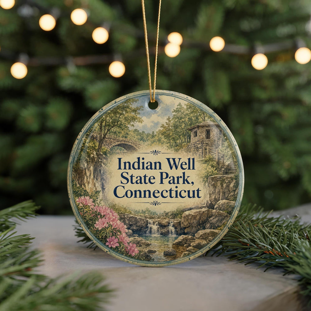 Indian Well State Park Connecticut Watercolor Ceramic Ornament, Scenic State Park Souvenir, Connecticut Travel Keepsake Gift — photo 7