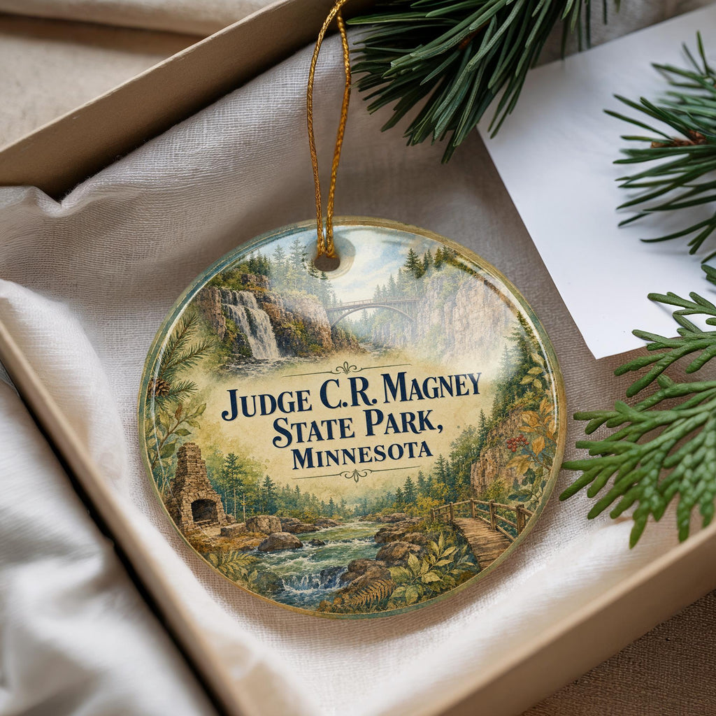 Judge C R Magney State Park Minnesota Watercolor Ceramic Ornament, North Shore Scenic Souvenir, Outdoor Nature Travel Gift — photo 4