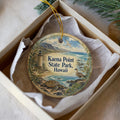 Kaena Point State Park Hawaii Watercolor Ceramic Ornament, Oahu Coastal Landscape Souvenir Gift, Hawaii Travel Keepsake Decor — photo 1