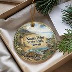 Kaena Point State Park Hawaii Watercolor Ceramic Ornament, Oahu Coastal Landscape Souvenir Gift, Hawaii Travel Keepsake Decor — photo 4