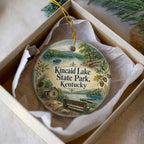 Kincaid Lake State Park Kentucky Ceramic Ornament, Watercolor Park Landscape Souvenir, Kentucky State Park Gift — photo 1