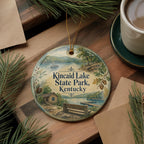 Kincaid Lake State Park Kentucky Ceramic Ornament, Watercolor Park Landscape Souvenir, Kentucky State Park Gift — photo 5